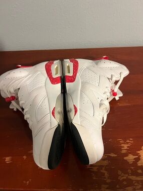 Jordan Men's White and Red Athletic Basketball Shoes Jordan 6 Red Oreo